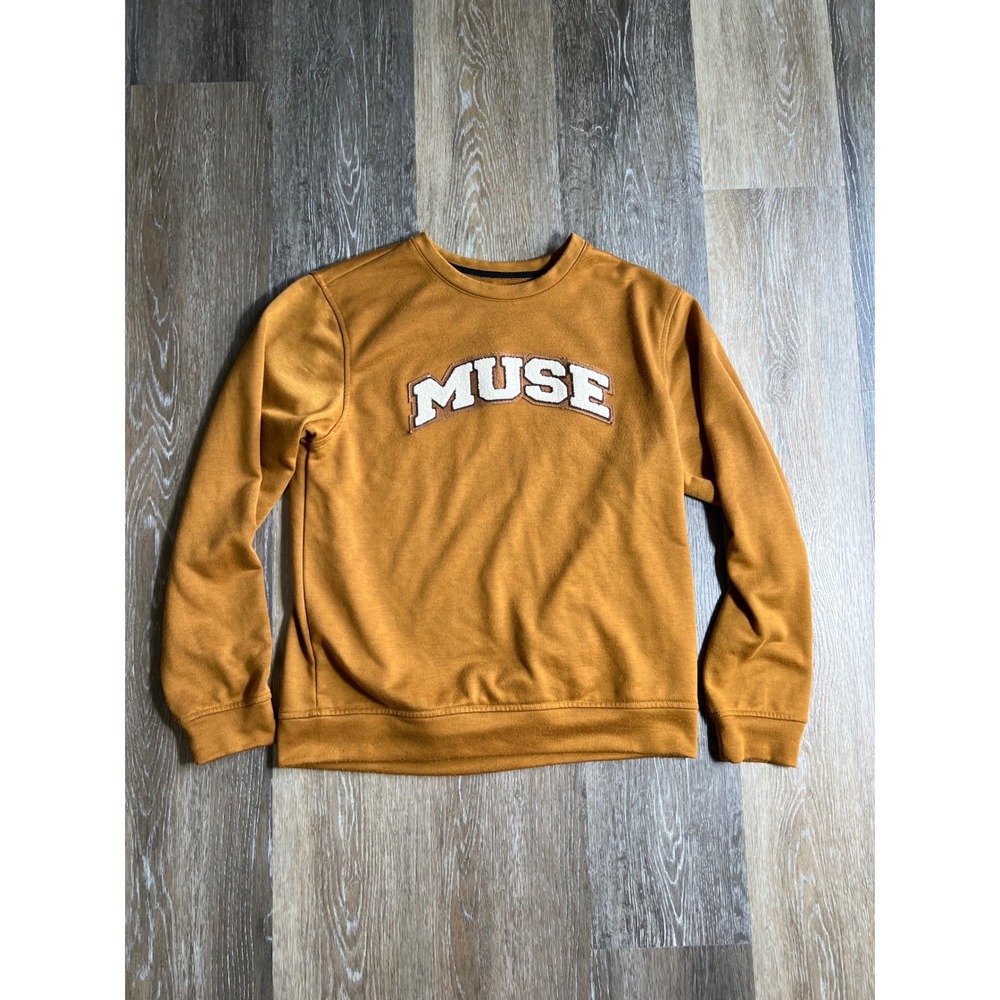 Muse Graphic Sweatshirt Women Size M Mustard Yellow Excellent Pullover